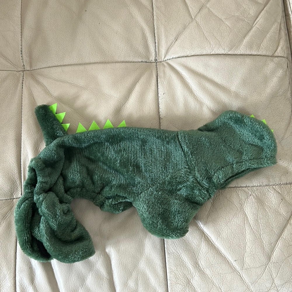 Pet dog green dinosaur onesie S